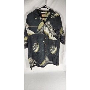 TOMMY BAHAMA Vtg Gray Floral Hawaiian Camp Shirt 70% Silk 30% Linen - Men's M